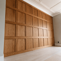 Panneau mural en bois de chêne classique moderne personnalisé, revêtement mural décoratif intérieur pleine hauteur pour villa, hôtel, appartement