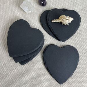 Natural <b>Slate</b> Stone Coasters Black Rock Drink Mats UV Printed Custom Brand Heat-Resistant for Tableware Perfect Promotional Gift - Product Image 2