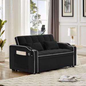Hiện Đại 3 Chỗ Ngồi Chuyển Đổi Sofa Giường Ngả Pull-out Ngủ <span class=keywords><strong>Futon</strong></span> Với Vải Bọc Kim Loại Khung Cho Phòng Khách Phòng Ngủ - Product Image 2