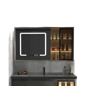 Meuble de salle de bain simple en bois massif multi-couches avec lavabo intégré en céramique - Product Image 5