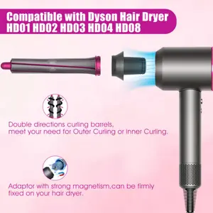 Bir çift 30mm uzun saç şekillendirici Dysons saç kurutma makinesi için adaptör ile otomatik kıvırma, Dysons saç kurutma makinesi için ekleri