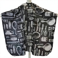Cape de coiffure imperméable en polyester 160*140mm avec miroir à main et peigne, motif imprimé, fabriquée en Chine