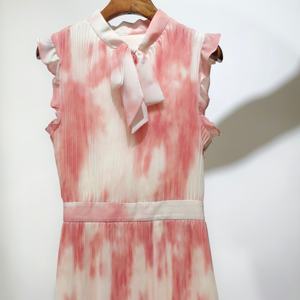 OEM abito da donna Casual personalizzato profondo scollo a V Spaghetti piccoli piccoli ordini stile dolce Spandex Voile cascata increspatura PU - Product Image 4