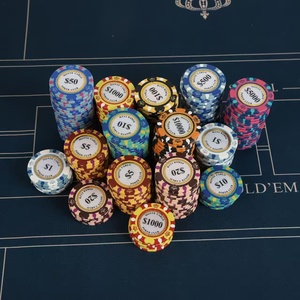 Fichas de Póker de Arcilla de Casino Monte <span class=keywords><strong>Carlo</strong></span> de Primera Calidad, Duraderas, de 14g y 40mm, con Logotipo Personalizado para Entretenimiento - Product Image 1