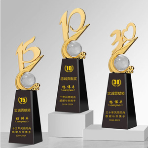 Trophée Anniversaire en Cristal 5 10 25 Ans Gravé au Laser Récompense pour Employés Cadeau de Conférence - Product Image 2
