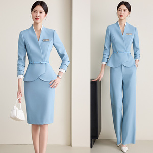 Women's Two Piece Business Suit Set Polyester Three Quarter Sleeve Anti Wrinkle Office Lady Spring Wear - Product Image 1