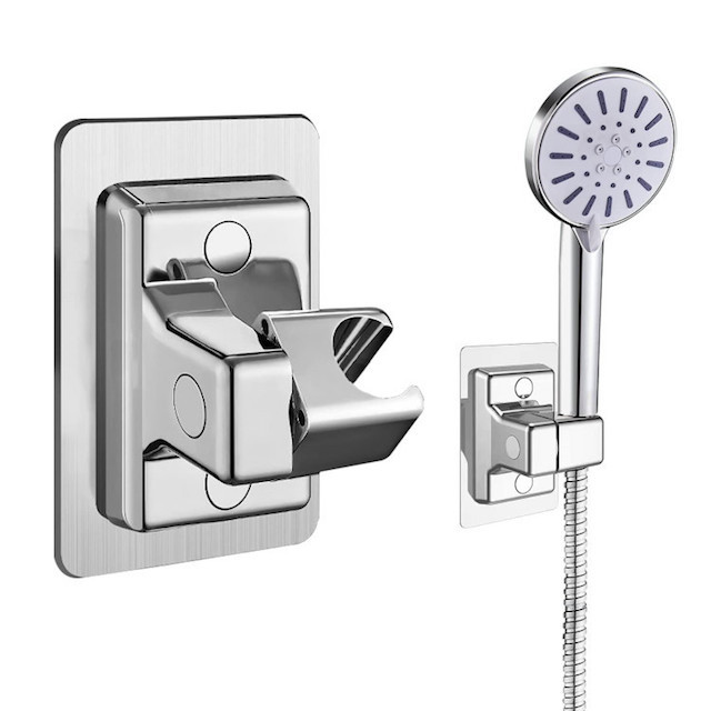 High Quality Shower Head Bracket No Drilling Wall Mount Strong Adhesive Adjustable Handheld Shower Head Holder