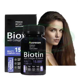 Capsule di Biotina Ausreson per la Crescita dei Capelli <span class=keywords><strong>5000</strong></span> <span class=keywords><strong>Mcg</strong></span> 10000mcg 25000mcg Integratore Vitaminico con Etichetta Privata Capsule di Cheratina Collagene e Biotina - Product Image 6