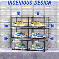 Boîte à chaussures baskets en acrylique haute transparence Vitrine de stockage AJ Conteneurs de support mural pour chaussures Assembler magnétique empilable