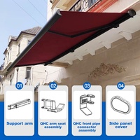 Auvent rétractable automatique de luxe SUNTO pour terrasse extérieure, auvent électrique pliable avec télécommande, auvent à cassette intégrale QHC