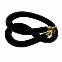 Corde de délimitation en velours noir de 1,5 m avec crochets dorés de 32 mm, barrière de contrôle des foules robuste à noyau en caoutchouc rempli de sable pour événements VIP
