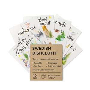 Swedish Dishcloth Camping Series Printed Thickened Reusable <b>Kitchen</b> Cleaning <b>Cloth</b> 10 Pack - Product Image 1