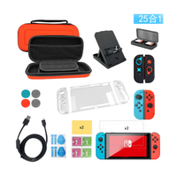 25 en 1 ensemble boîtier en cristal type-c câble câbles de données pour Nintendo Switch Console de jeu boîtes de rangement de protection sacs à main