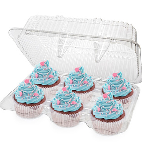 Fabrikant 1 2 <span class=keywords><strong>4</strong></span> 6 12 <span class=keywords><strong>Cupcake</strong></span> Drager Houders Doorzichtige Plastic Blister Cake Clamshell Container Dessert Muffins Verpakking Dozen