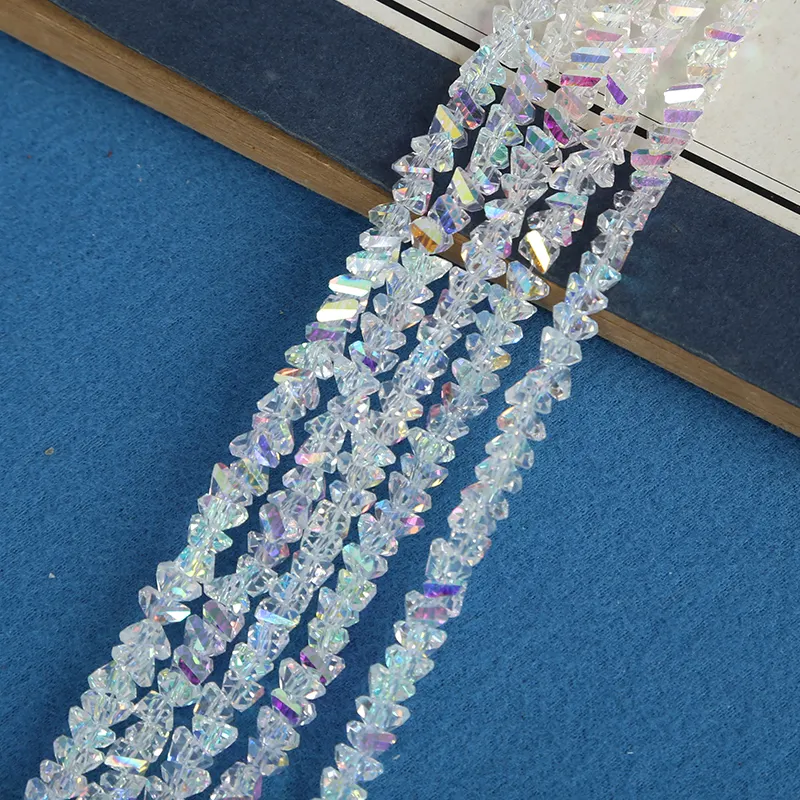 Dreieckige transparente plattierte AB-Farbe Glas kristall perlen synthetische Quarz stein lose Perlen für die Schmuck herstellung
