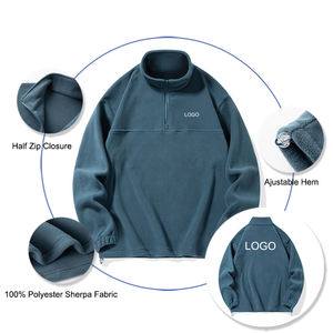 Felpa con Mockneck Unisex Logo personalizzato Pullover Sherpa quarto Zip up <span class=keywords><strong>felpe</strong></span> 100% poliestere <span class=keywords><strong>Polar</strong></span> felpa - Product Image 2