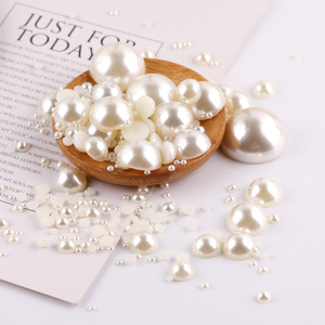 Perlas de imitación sueltas en forma de media luna de 3-30 mm, color blanco mate, ABS, base plana, para decoración de uñas, accesorios de joyería. - Product Image 1