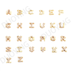 Qiuhan Women's DIY Zirconia Letters Custom Name Bangles Personalized Letter Slider <strong>Charms</strong> <strong>Silver</strong>/Gold/Rose Gold Plated Classic - Product Image 5