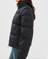 Veste matelassée réversible pour femme - Manteau d'hiver imperméable en nylon avec garniture en fourrure
