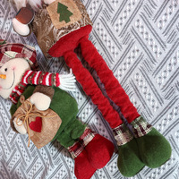 Adornos Navideños Retráctiles de Felpa con Relleno de Algodón PP, Diseño Vintage Chino a Cuadros, Santa Claus, Muñeco de Nieve, Alce, para Decoración de Ventanas