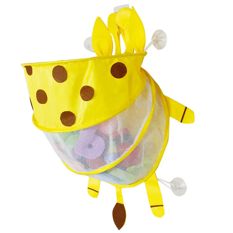 Organisateur de jouets de bain suspendu sacs de rangement de filet de douche sac de jouets de baignoire en maille avec crochets d'aspiration solides