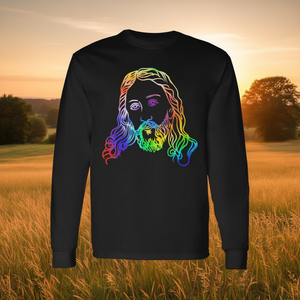 Tie Dye <b>Jesus</b> Abstract Face Long Sleeve T-<b>Shirt</b> Rainbow Design Religious Art Wear - Product Image 3
