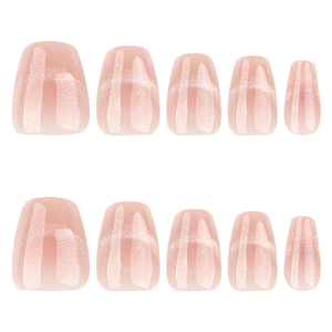 24 piezas 4097 Cateye Natural Pink Ombre Nail Art con detalles de brillo <span class=keywords><strong>uñas</strong></span> postizas <span class=keywords><strong>elegantes</strong></span> <span class=keywords><strong>uñas</strong></span> suaves desnudas degradadas a presión - Product Image 5