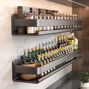 Wall Mounted <b>Kitchen</b> <b>Storage</b> Rack Rectangle Multi-functional Organizer No Drill Installation Easy Cleaning Minimalist Style - Product Image 2