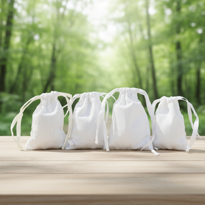Sac de courses en coton biologique recyclable personnalisé avec impression sérigraphique, en toile écologique avec cordon de serrage - Product Image 1