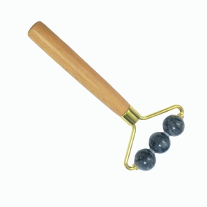 Exquisite Labradorite 3-Sphere Face <b>Massager</b> - Wooden Handle Wrinkle Remover <b>Tool</b>, Perfect Skincare Gift for Women - Product Image 3