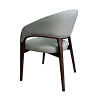 Chaise de salle à manger moderne en bois massif avec accoudoirs, revêtement en cuir PU, chaise d'appoint ergonomique pour la maison, le restaurant, le café, l'hôtel