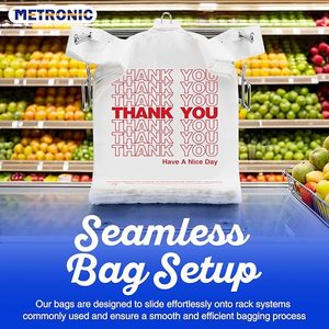 Bolsa de Plástico Desechable con Asa Tipo Camiseta, Impresa con 'Gracias', de HDPE, para Uso Comercial y de Compras - Product Image 6