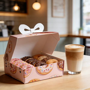 Groothandel grote witte kartonnen donutdoos met matte laminatie voor cadeauverpakkingen - Product Image 4