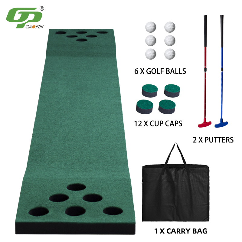 Golf Jogo Golf Colocar Mat Putting Green Practice Training Aid For Indoor Outdoor Party Game Use 2 putters 6 Bolas de golfe