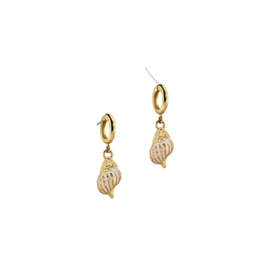 Pendientes de Moda con Diseño de Concha, Acero Inoxidable 316L, Baño de Oro PVD, Sostenibles y Resistentes - Product Image 2