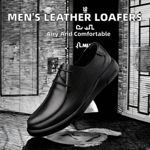 Mocasines de Tobillo para Hombre con Cordones, Parte Superior de Cuero Genuino, Transpirables, Antideslizantes, Cómodos, con Aumento de Altura, EVA, Invierno, Casual de Negocios - Product Image 2