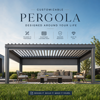 Pergola de terrasse à toit rétractable, pergola extérieure imperméable en aluminium, système de toiture bioclimatique à lames orientables