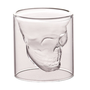 Venta caliente 25ml Forma de la cabeza Vaso de chupito de whisky Vino calavera Vaso de vidrio para beber whisky - Product Image 5