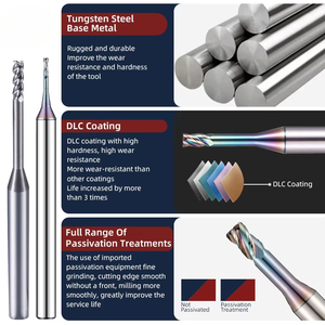 Supal Promotion OEM Fraise à queue longue HRC60 à rainure profonde en carbure monobloc revêtu AlTiN pour gravure CNC sur acier 2 cannelures - Product Image 3
