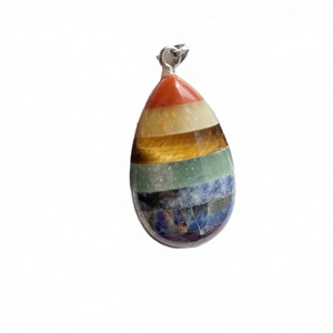 Kamalagate.com <b>Water</b> Drop Shape <b>Crystal</b> Natural Stone Pendant Silver Plated Alloy Charm Bohemia Style Gift for Jewelry Making - Product Image 2