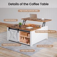 Mesa de Centro Moderna con Almacenamiento, Estantes y Cajones Personalizables, Muebles Ecológicos para Sala de Estar