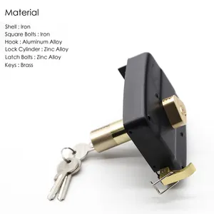Ready Goods Fast Delivery Door Rim Lock With Zinc Alloy Lock Cylinder