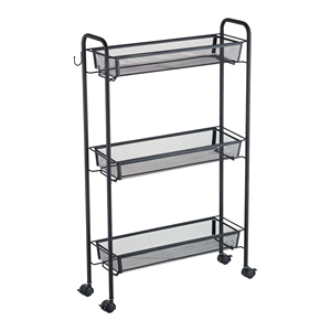 Estante de Almacenamiento para Sala de Estar y Cocina con Ruedas, Estante de Organización Metálico de Tres Niveles Multifuncional - Product Image 1