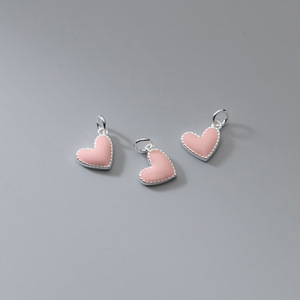 7,8*6,8mm corazón S925 plata esterlina pequeño lindo corazón esmalte encanto colgante para collar pulsera joyería <span class=keywords><strong>permanente</strong></span> - Product Image 4