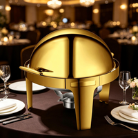 Ensemble de chauffe-plats de luxe de style arabe en acier inoxydable 6L, alimenté au combustible, pour buffet, mariage, banquet et hôtel