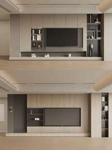 نظام حائط تلفاز حديث بسيط مخصص جدار كامل لغرفة المعيشة حل منزلي كامل - Product Image 3