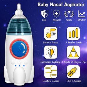 Aspirador Nasal de Silicona con Diseño de Cohete, Dispositivo Eléctrico <span class=keywords><strong>para</strong></span> Limpiar la Nariz de los Niños - Product Image 6