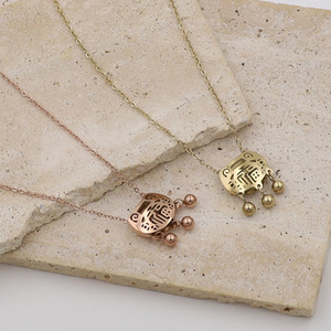 Ethnic Style Hollowed Out Fu Character Peace Lock Necklace Gold Rose Gold Stainless Steel Clavicle Chain Gift For Women - Product Image 2