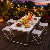 Ensemble de tables de camping en aluminium pliables, table et chaises de pique-nique, structure pliée, moderne, portable, 4 places, cadre en métal cartonné