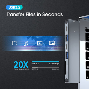 موزع <span class=keywords><strong>USB</strong></span> C متعدد المنافذ 7 في 1 من النوع C المزدوج إلى 4K 60Hz HDTV <span class=keywords><strong>USB</strong></span> للشحن ونقل البيانات ومنفذ SD/TF للكمبيوتر الشخصي - Product Image 6